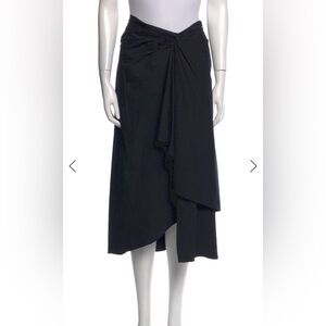 A.L.C. Black Asymmetrical Poplin Midi Skirt Size 0
